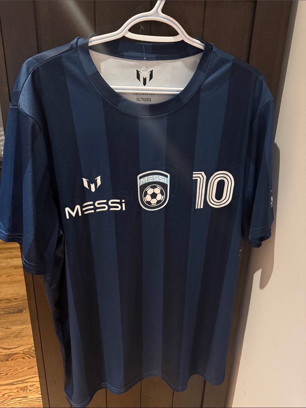 MESSi Men's Navy Striped Short Sleeve Soccer Tee - 10